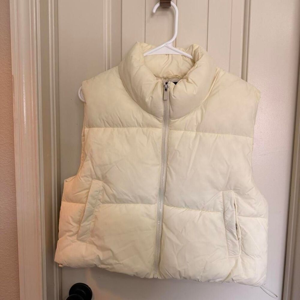 Women's Cream and White Gilet